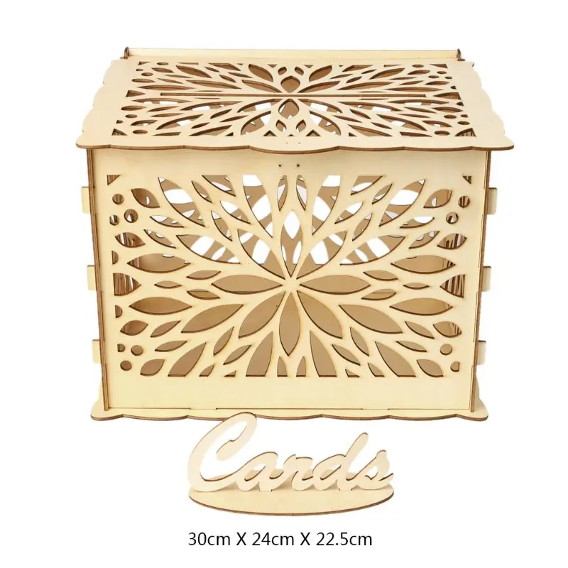 

DIY Wedding Gift Flower Wooden Card Money Box Case With Lock Rustic Beautiful Birthday Party Favors Decoration Supplies