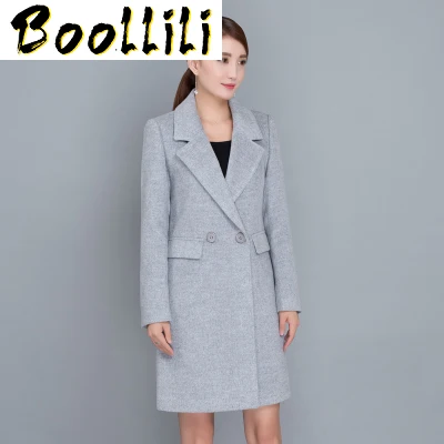 

Boollili Plus Size 5XL 2020 Autumn Women's Wool Coat New Fashion Long Trench Coat Double Breasted Slim Overcoat manteau femme