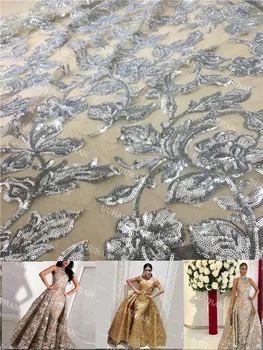 

french net lace Sequin fabric Latest african guipure lace fabric with embroidery mesh nigerian tulle lace fabric