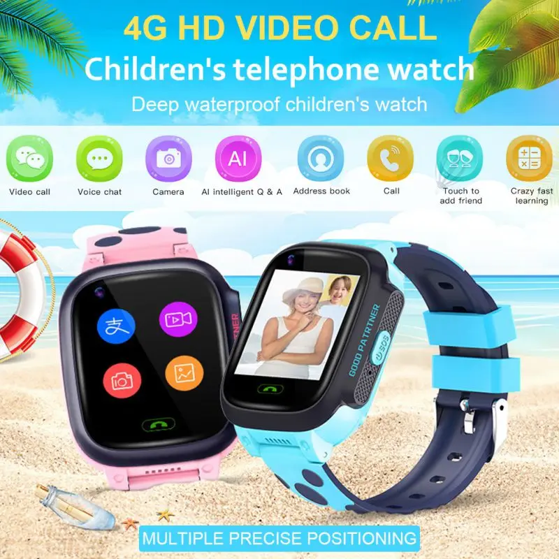  4G Kind Smart Uhr HD Video Anruf Uhren GPS + wifi + LBS + Kamera Positionierung Kinder Wasserdichte