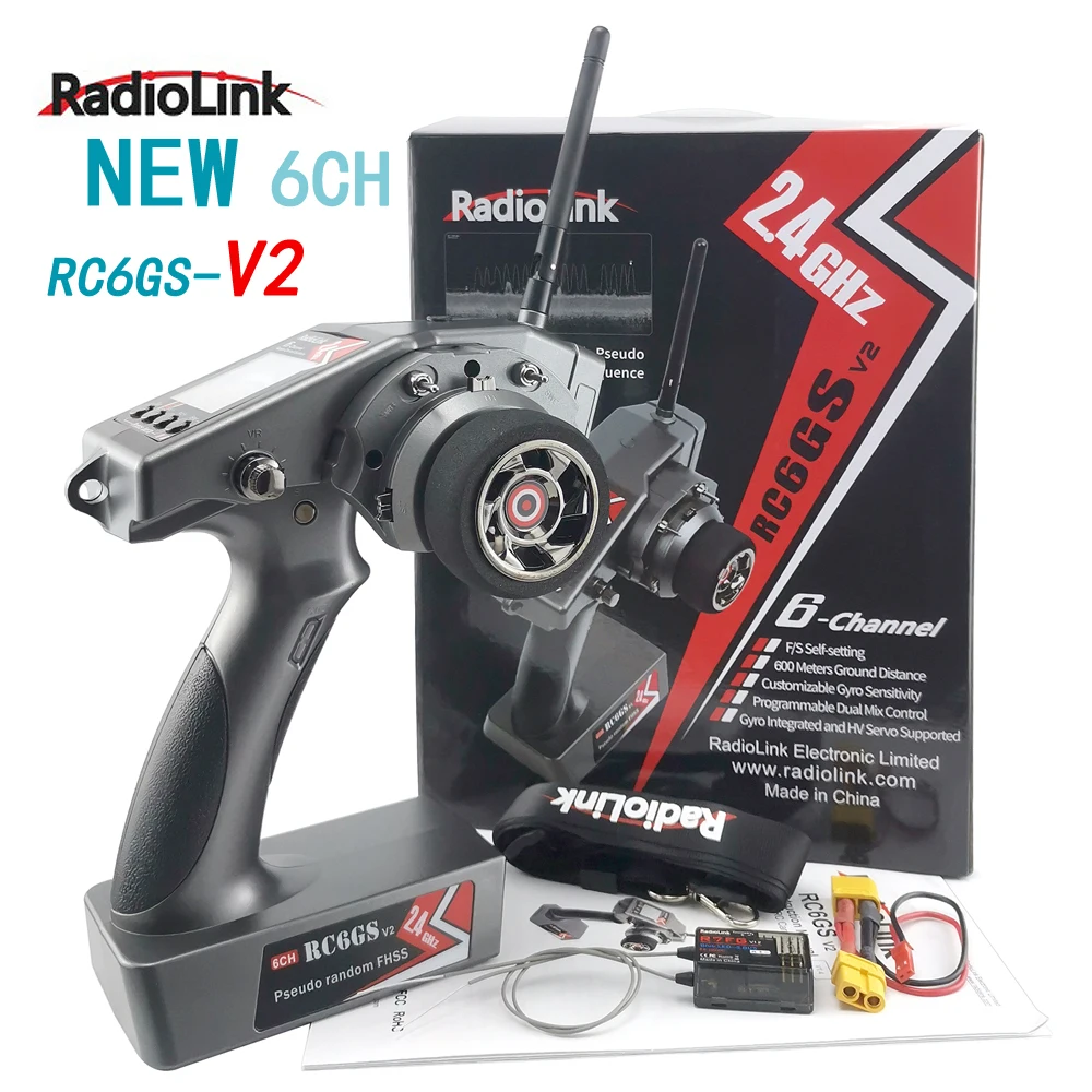 Free shipping RadioLink RC6GS V2 R7FG R6FG R6F 6 Channels 6CH Dual Mix Programmable 600M 400M Ground Distance Gyro Integrated