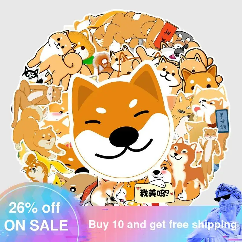 

50PCS Lovely Japanese Shiba Inu Dog Animal Stickers for Kids DIY Stationery Scrapbook Laptop Guitar Suitcase Cute Puppy Sticker