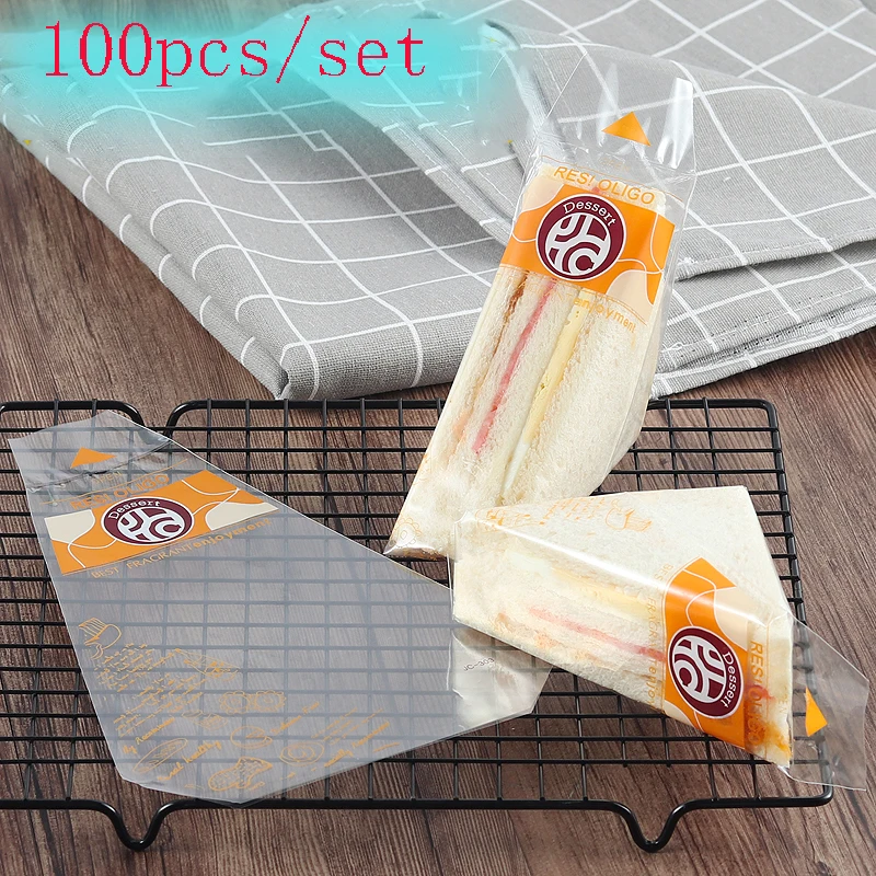 Sandwich Plastic Packaging Transparent Triangle Bags For Bread Sandwich