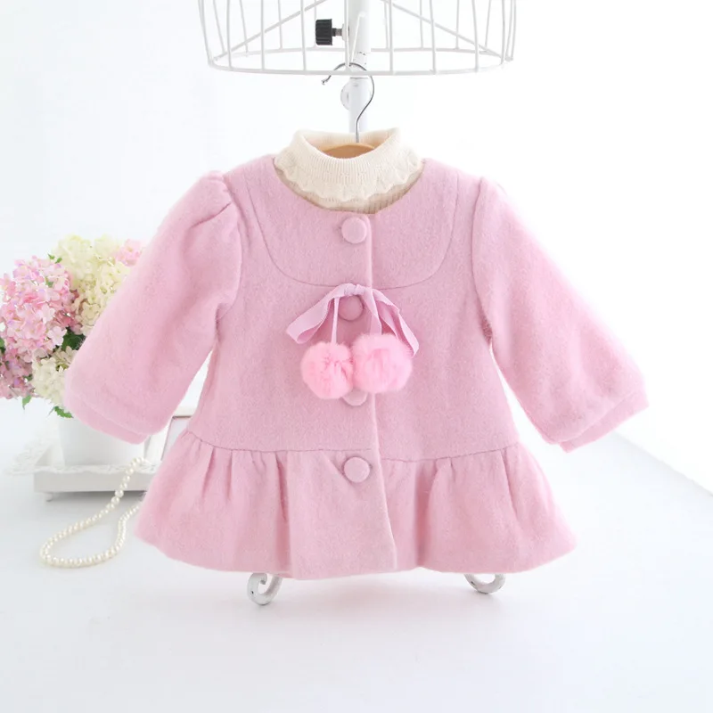 

Idea Fish Brand Childrenswear Girls Winter Style-Korean-style Cute Two Furry Ball Woolen Jacket R6624