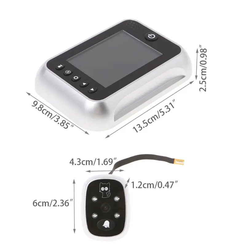 Электронный дверной звонок с 3," ЖК-дисплеем просмотра ИК ночного дверного глазка камера записи