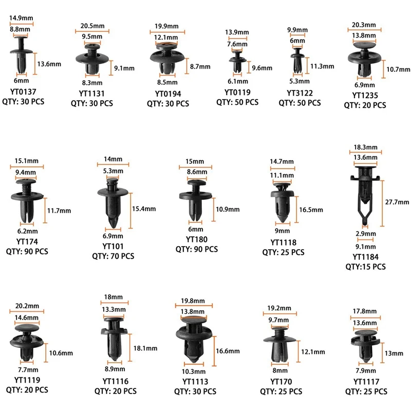 635 шт. пластиковый фиксатор для автомобиля, крепежные зажимы, комплекты для кузова автомобилей, автомобильные дверные панели, комплект