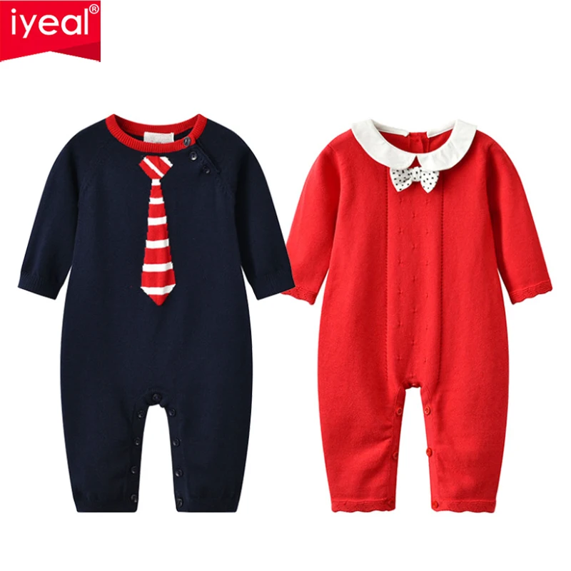 Одежда для новорожденных IYEAL весна осень Хлопковые вязаные комбинезоны девочек