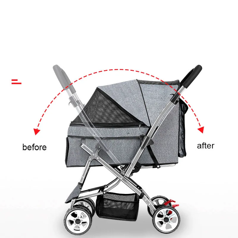 Pet Stroller Cat Carrier 4-wheel Folding Trolley Case for Dogs Cats Walks Relax Pet Breathable Dog Cat Trolley Baby Stroller