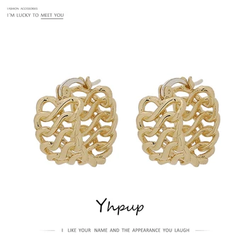 

Yhpup Statement Chain Round Irregular Earrings for Women Charm Metal Copper Jewelry Stylish Geometric Earrings Brincos Gift