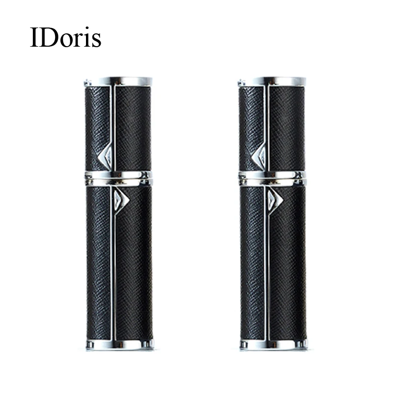 

IDoris 2PC Black Top Quality 5ml Perfume Bottle Mini Metal Sprayer Refillable Aluminum Perfume Atomizer Travel Size