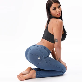 

Melody 2020 Summer Fashion Denim Four Ways Stretchable Middle Waist Leggings Manufacturers Womens Jeans Butt Lifting Mature