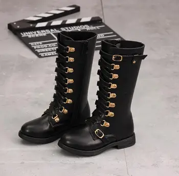 

New Children Genuine Leather Martin Boots Autumn Winter Kids Girls Flat Heel Warm Boots Baby Snow Boots Short Fashion Boots