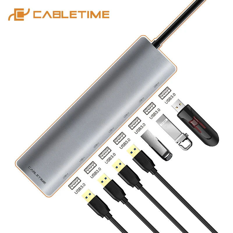 Кабель type C концентратор USB 3,0 type-C до 7 портов USB высокоскоростной Разветвитель USB C концентратор для Macbook компьютера ноутбука