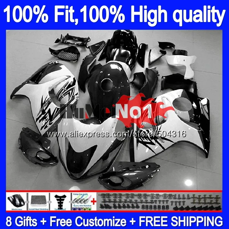 Инъекции для SUZUKI GSXR-1300 GSXR 1300 Hayabusa 30MC. 76 GSXR1300 2008 2013 08 13, 14, 15, 16 лет обтекатель белого и черного цвета