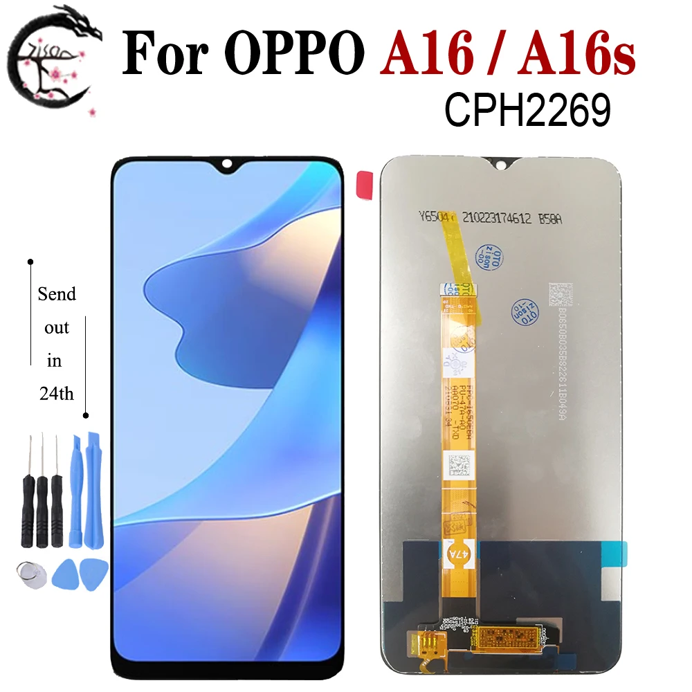 Lcd A16 Da 6.52 "Con Cornice Per Oppo A16 Lcd A16S Display Cph2269 Lcd Touch Screen Digitizer Sensor Assembly A16S Lcd Replacemen