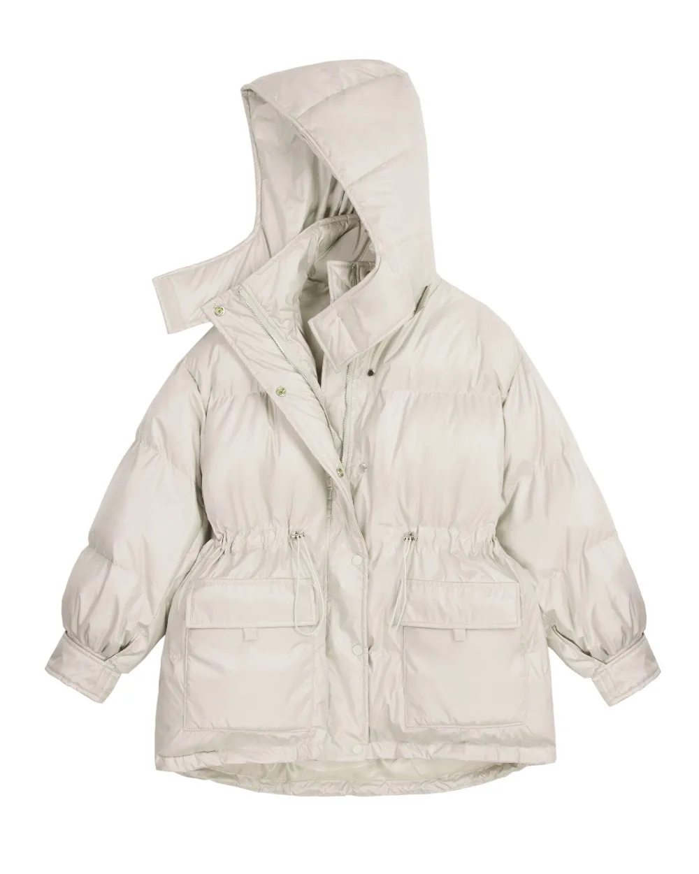Beige Женские зимние теплые негабаритных Плюс слоеные парки куртка пальто черный бежевый высокое качество - Цвет: Beige