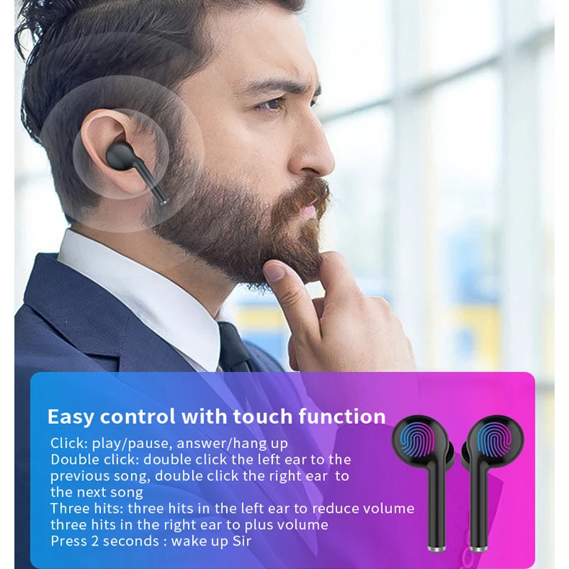 TWS наушники Bluetooth 5,0 беспроводные Bluetooth наушники HIFI бас портативные мини наушники с микрофоном 500 мАч зарядная коробка