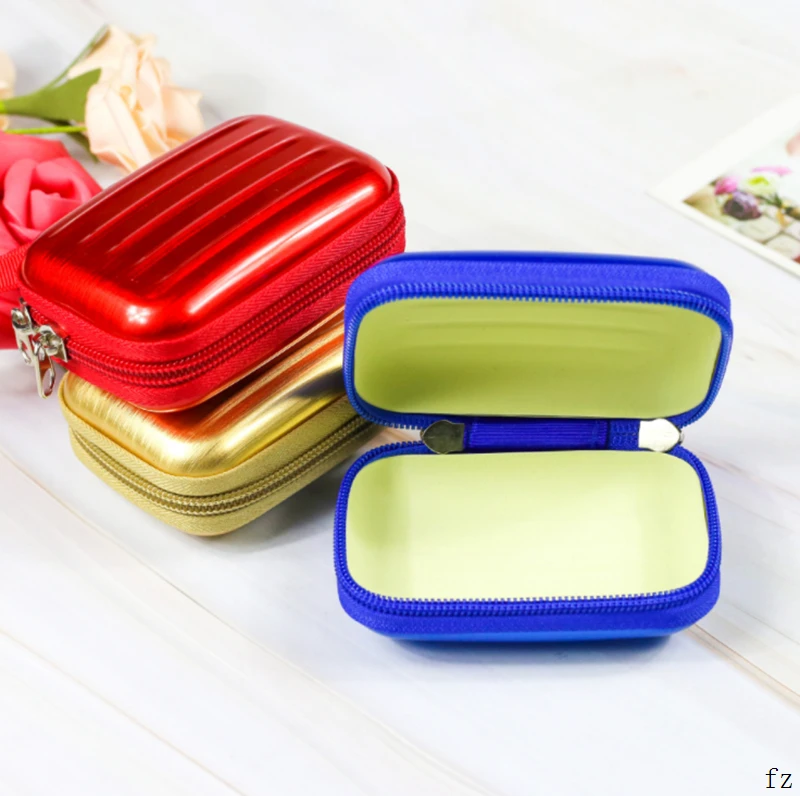 100 Pcs Earphone Case Cable Organizer Box Protective Headphone Cable Charger Storage Bags Coin Pouch Metal Earphone Container