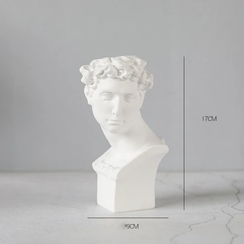 Ancient Greek White Resin Flowerpot Portrait Decoration Gypsum David Vase Dry Flower Simulation Sculpture Soft Garden Ornament - Цвет: A