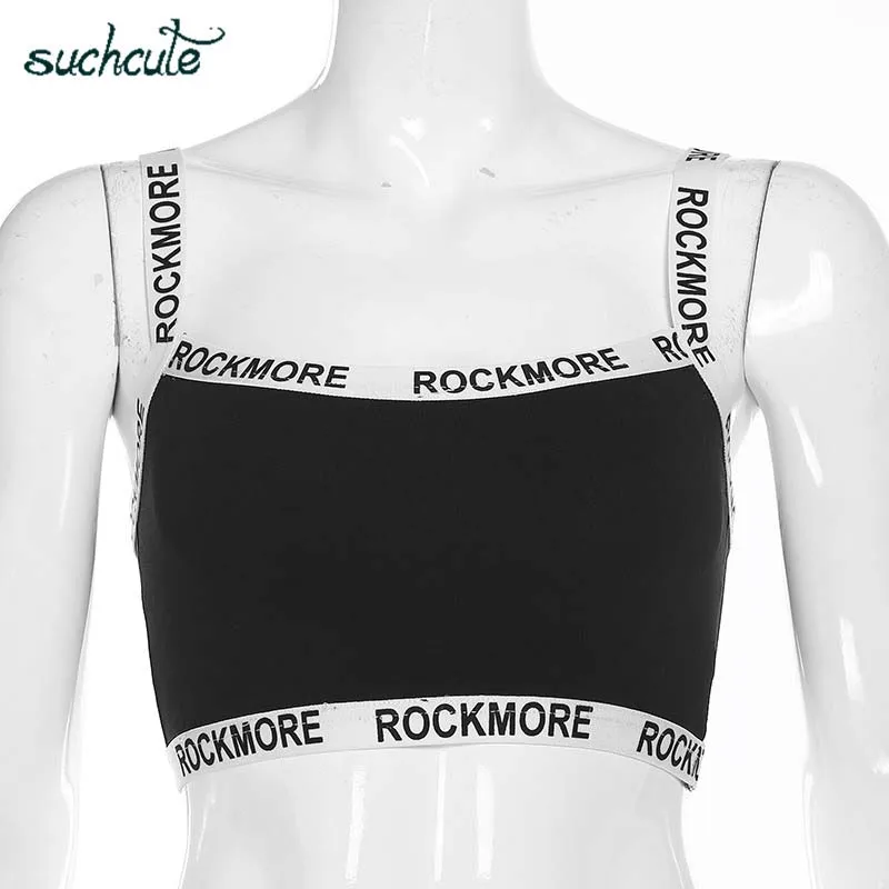 black topics SUCHCUTE/укороченный топ с буквенным принтом для женщин Modis, готический топ-труба, Harajuku, уличная одежда, лето, корейский стиль, Женский фестиваль - Цвет: black topics