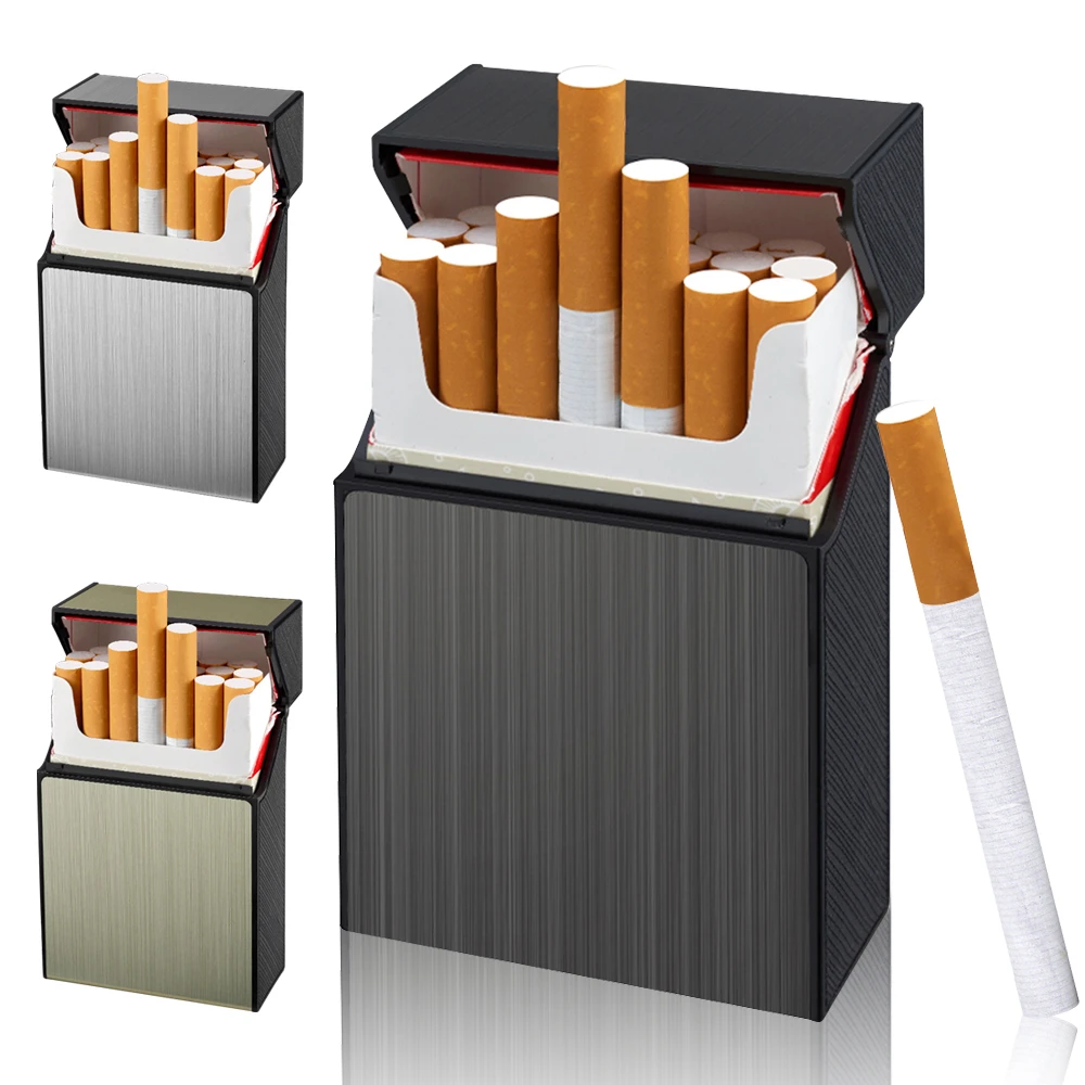 Étui à Cigarettes Portable boîte à Cigarettes en métal, capacité de 20  pièces porte tabac paquet de Cigarettes couvercle boîte de rangement Gadget  pour hommes | AliExpress