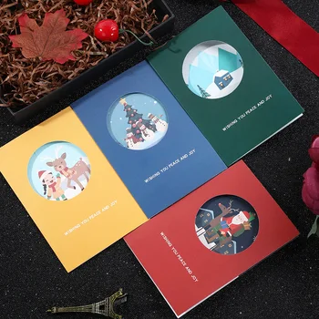 

Christmas thank you card Diy creative blessing gift message card Universal card thank you cards with envelopes 4pcs New Year