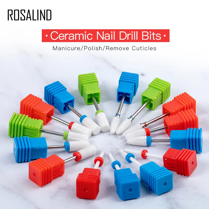 

ROSALIND Nail Ceramic Grinding Head Bit For Rmove Arcylic Poly Gel Nail Polish Powder Pedicure Sander Apparatus Nail Art Tool