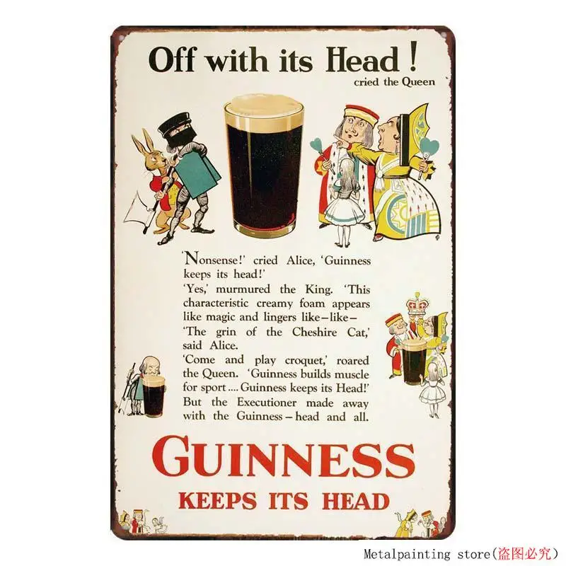 Винтажная тарелка Guinness металлическая жестяная вывеска настенная панель для дома художественная кухонная кофейная декоративная металлическая роспись жестяная вывеска настенная декоративная доска