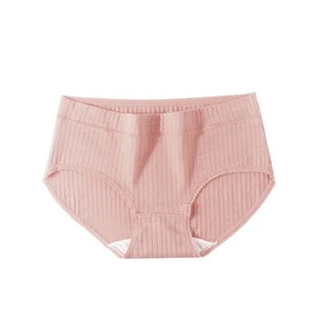 

2020 New Underwear Women's Pure Cotton Breathable Mid Waist Plus Size Antibacterial Elastic