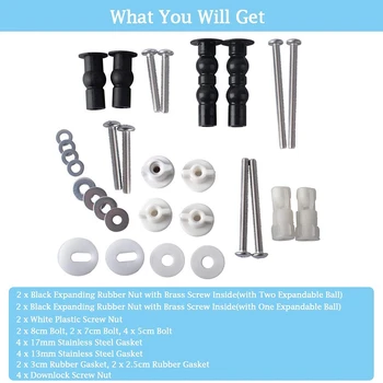 

Toilet Seat Screws Nuts & Bolts Metal, Toilet Seat Hinges Screws Fixings Expanding Rubber Nut Fit for TOTO, Kohler & American St
