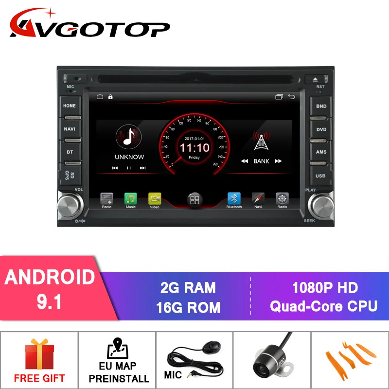 Android 9 AVGOTOP Android 9 автомобильный wince радио dvd-плеер для HYUNDAI SANTA 2G 16G MP3 MP4 Bluetooth gps мультимедиа автомобиля - Цвет: Android 9