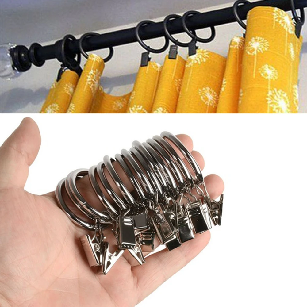 10pcs Rail Drapery Hook Window Accessories Bathroom Flexible Shower Home Living Room Clamps Stainless Steel Curtain Clips Holder