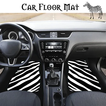 

Universal Floor Mat for Car Zebra Pattern Black White Auto Interior Decor Carpets for Toyota for Bmw for Nissan for Honda etc