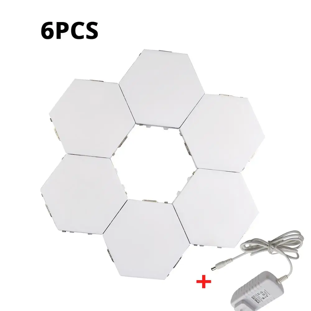 6Pcs lamp With Power Квантовый светильник helios, Сенсорная лампа, сотовый светодиодный настенный светильник, современный домашний декоративный настенный светильник AC110-220V-DC 12 V, аппликация murale - Цвет абажура: 6Pcs lamp With Power