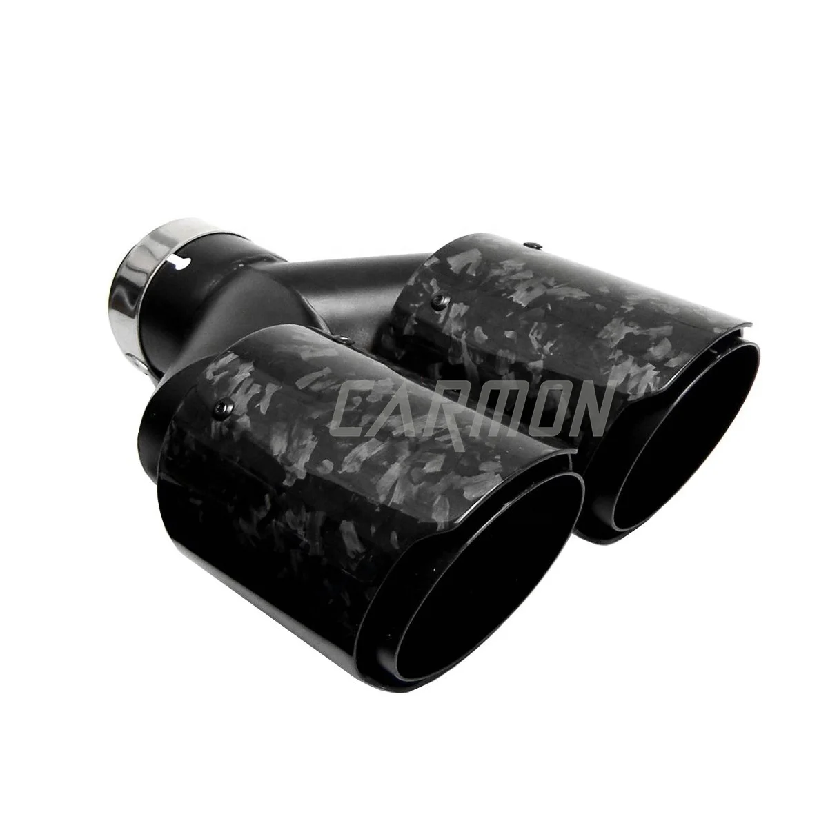 Car Universal Glossy Black Dual Carbon Fiber Exhaust Pipes