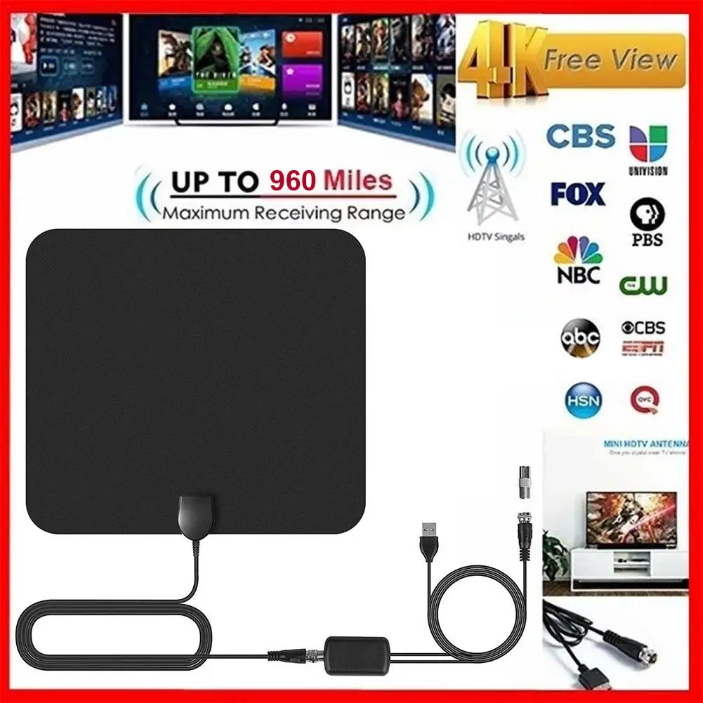

2019 New Indoor Digital TV Antenna HDTV Antennas Mini HD 1080P Flat Signal Amplifier Digital TV Antenna DVB-T2 Surf High Quality