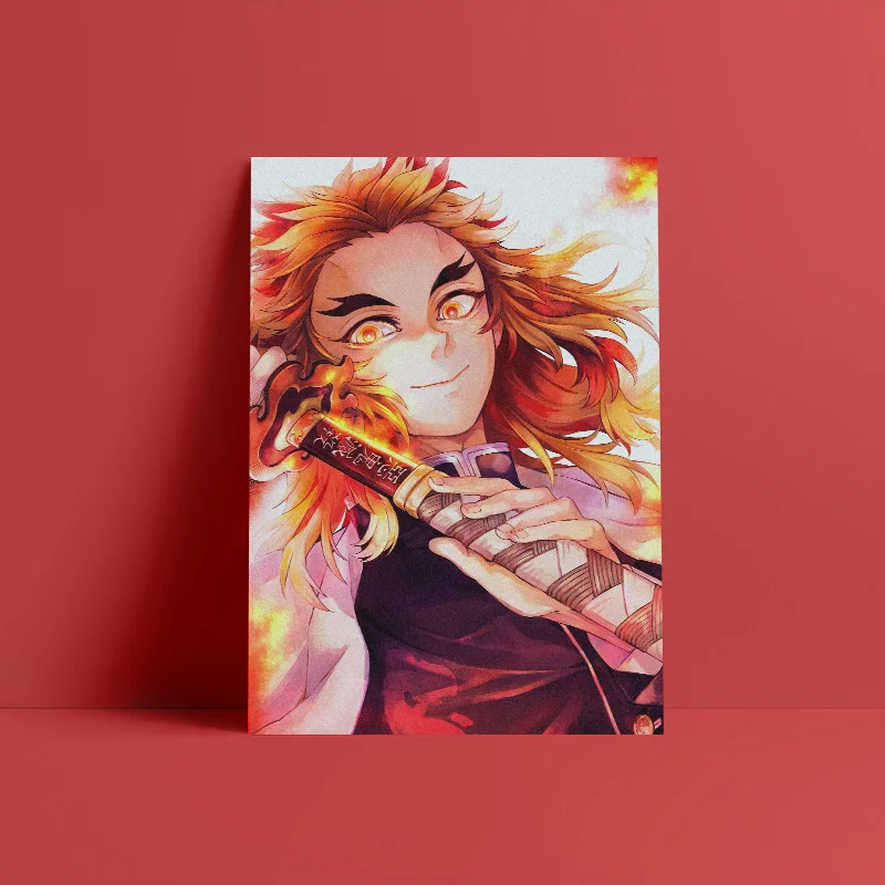 Kyojuro Rengoku Kimetsu no Yaiba настенные художественные украшения на холсте плакатный принт для гостиной декоративная картина для спальни - Цвет: L 1223