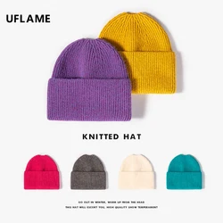 UFLAME – bonnet tricoté en queue de cheval pour femme, couvre chef unisexe, chaud, Hip Hop, Skullies, plein air, décontracté, automne 