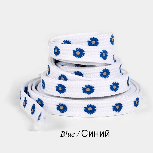 Little Daisies Shoelaces Cartoon Printing Fashion Unisex Flat Shoe laces High-top Canvas Sneakers Shoelace AF1 Sports Shoelaces Blue