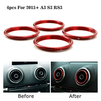 

4pcs Air Conditioner Vent Opening Decor Cover Inner Trim Powder-coated Red Sporty Look For A3 S3 RS3 2015+