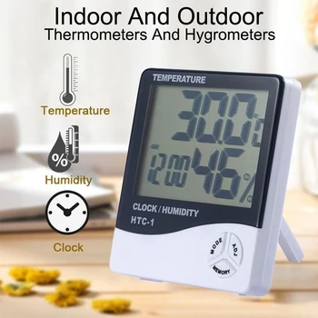 

LCD Digital Temperature Humidity Meter Home Indoor Outdoor Hygrometer thermometer Weather Station with Alarm Clock