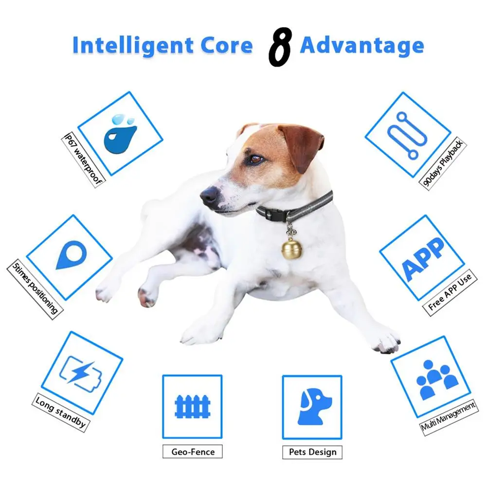 Pet Dog GPS Tracker Locator Bell Waterproof Electronic Anti-lost Tracking Device with Pet Collar Supplies