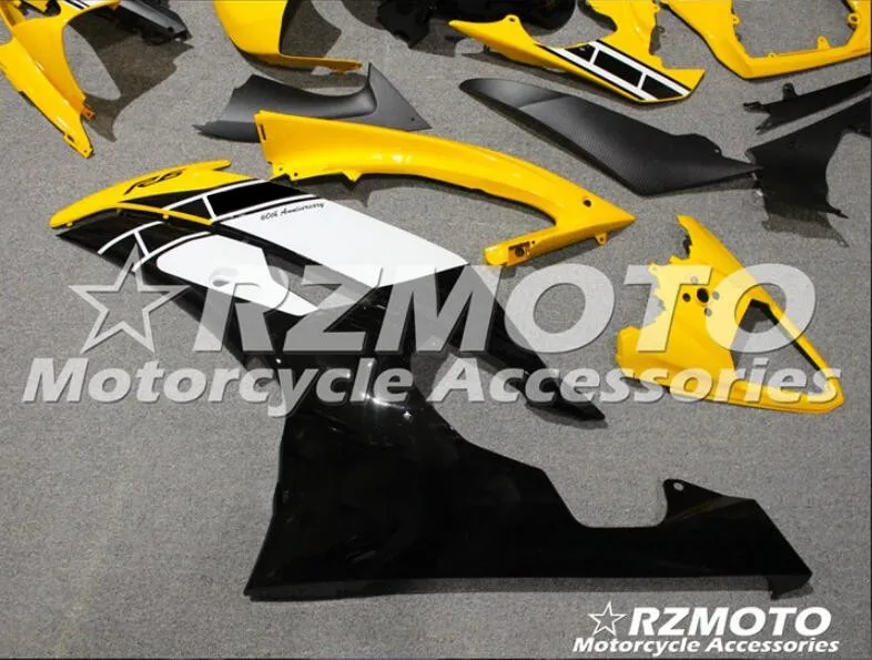 Набор впрыскивателей Мотоцикл Обтекатели Fit для YAMAHA YZF-R6-600 2008- 08-16 обтекатель КУЗОВ комплект желтого, черного и белого цвета, из коллекции Zapatos