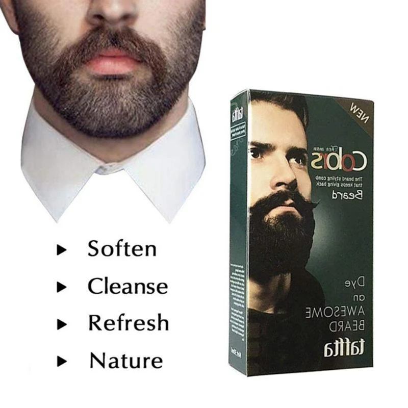 Мужской крем для бороды, быстрый цвет, натуральный черный стойкий оттенок бороды, крем для мужчин, усы и краска для бороды