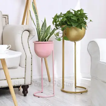 

European wrought iron flower stand floor type living room rack simple indoor balcony Nordic wind green flower shelf