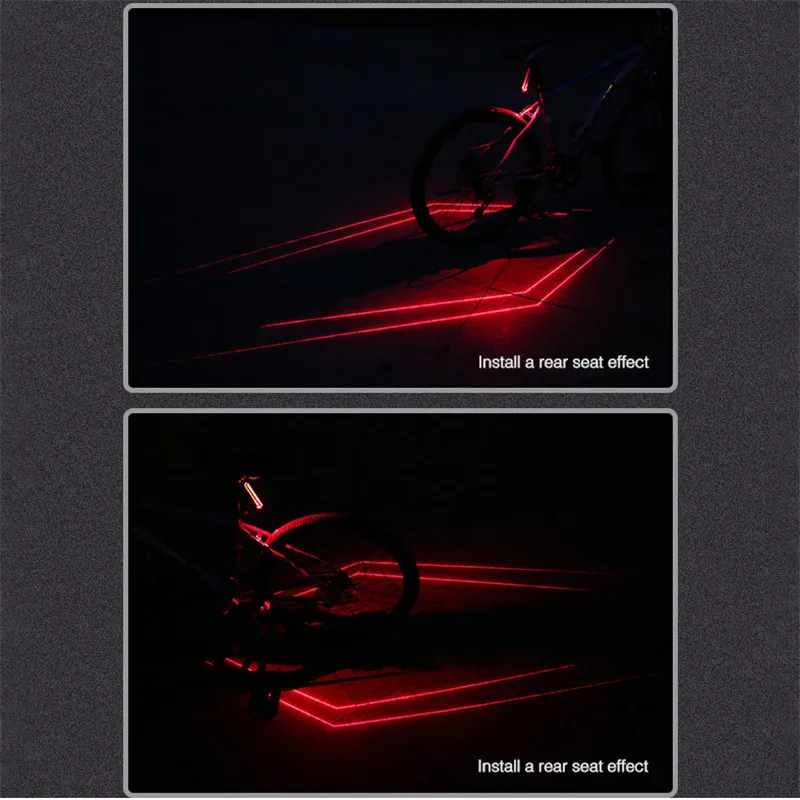 Складной велосипедный светильник, лазерный велосипедный светильник, USB Перезаряжаемый Предупреждение о безопасности, Ночная езда, высокая яркость, велосипедный фонарь, задний светильник