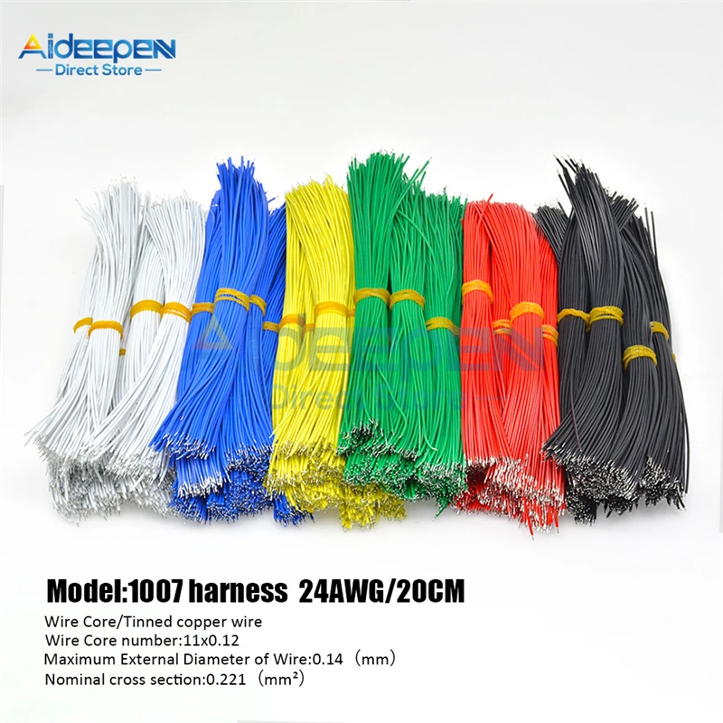 100 шт./лот UL1007 24AWG двойная головка припоя провод 20 см ПВХ электронный кабель UL