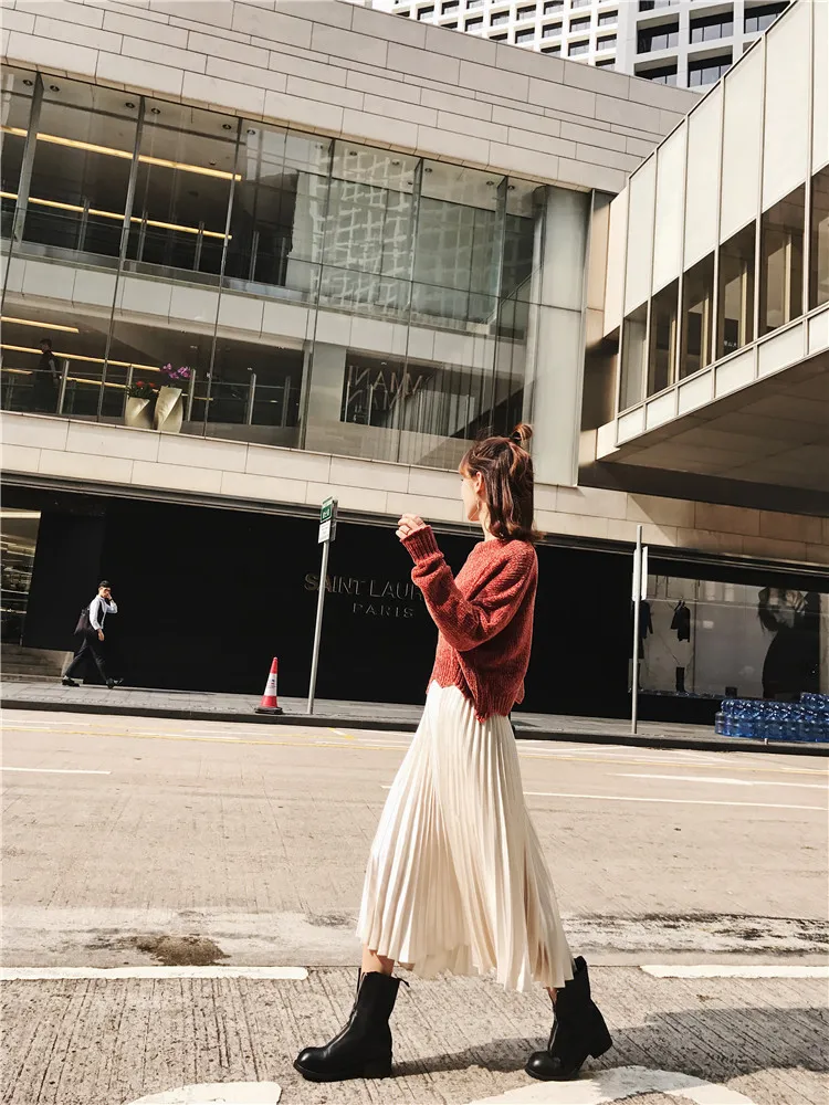 Юбки женские юбки женские faldas mujer moda зимние женские гофрированные длинные юбки длинные юбки для женщин