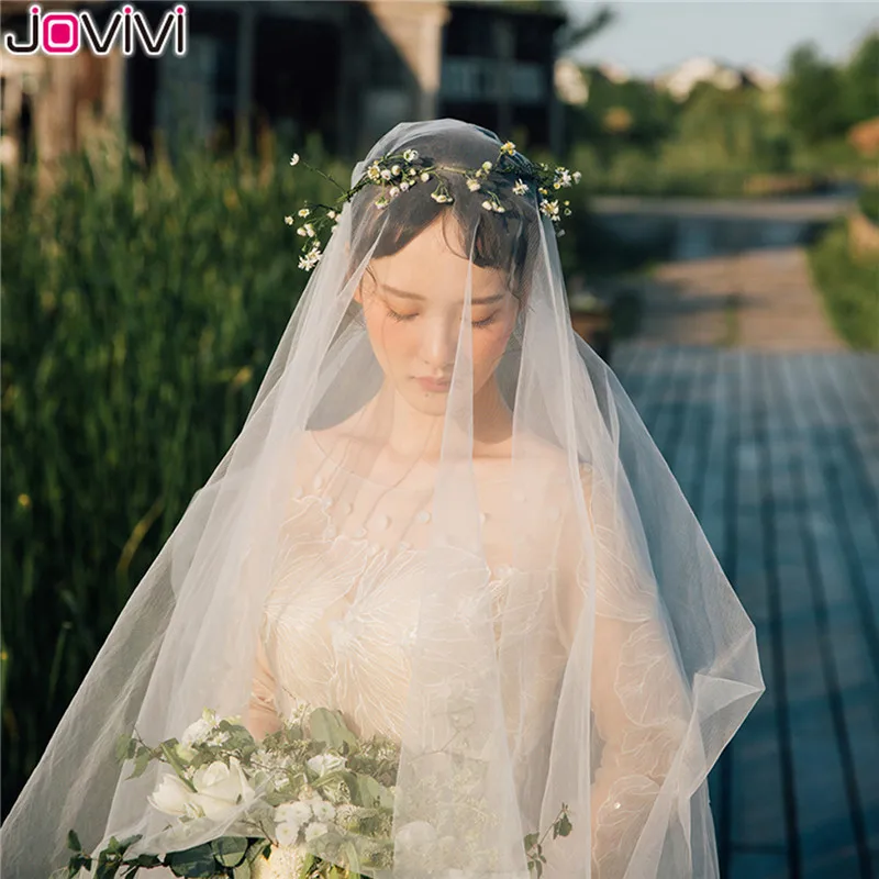 Jovivi новые 1 шт. короткие тюлевые Свадебные вуали один слой кружева аппликация Край свадебная вуаль с металлическим гребень из проволоки для Свадебные аксессуары