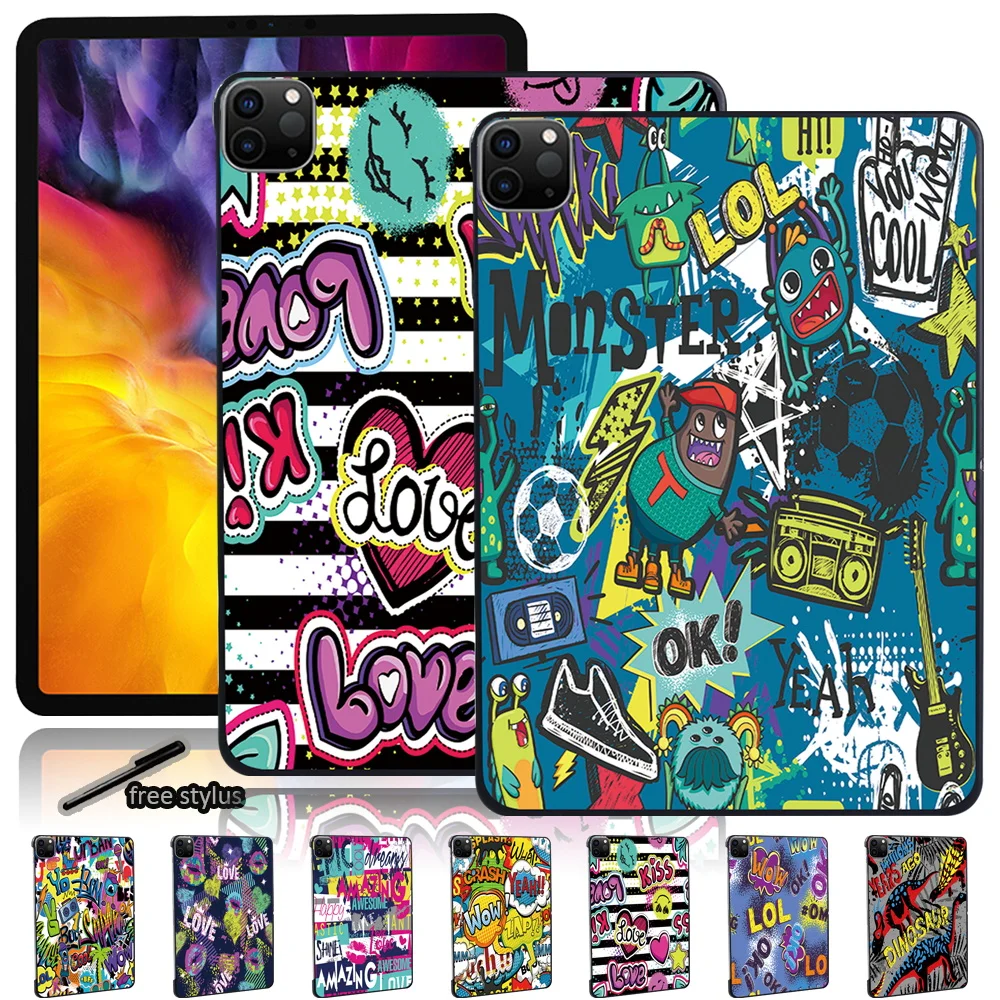 

Cool Graffiti Hard Shell Tablet Case for Apple IPad Pro 11 Inch (2018/2020)/iPad Pro 9.7 Inch/Pro 2nd Gen 10.5 Inch + Pen